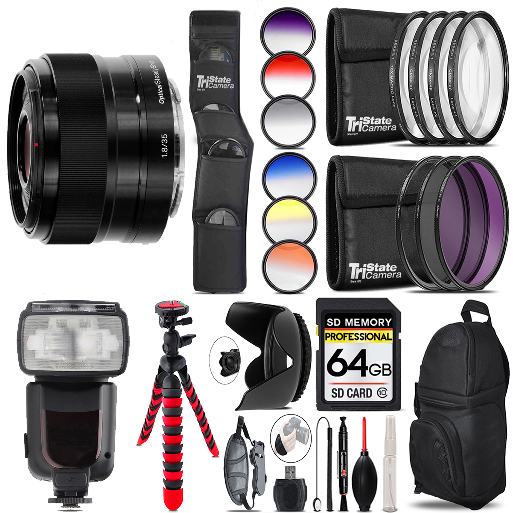 E 35mm f/1.8 OSS Lens +13 Piece Filter & More-64GB Accessory Kit *FREE SHIPPING*