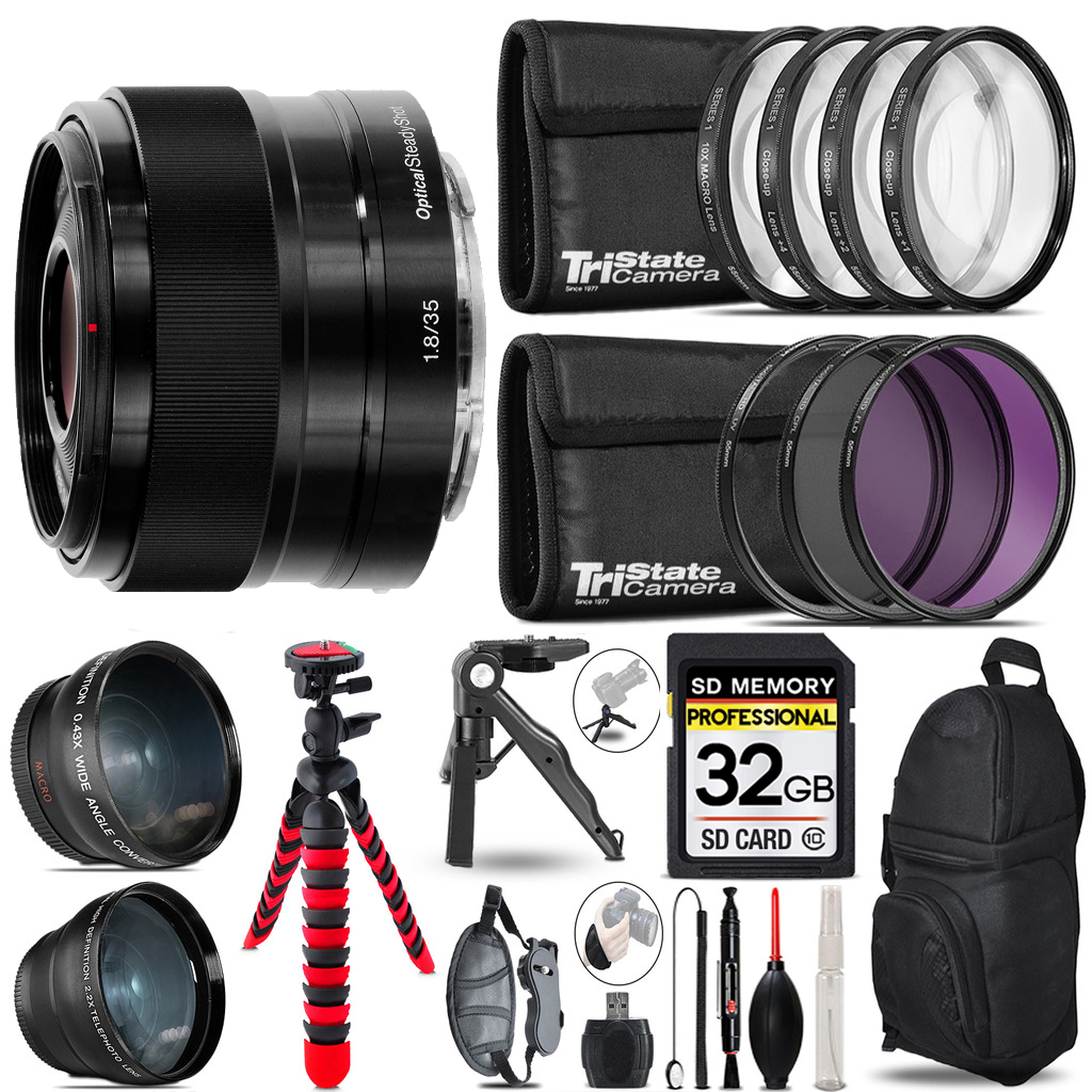 E 35mm f/1.8 OSS Lens -3 Lens Kit +Tripod +Backpack - 32GB Kit *FREE SHIPPING*