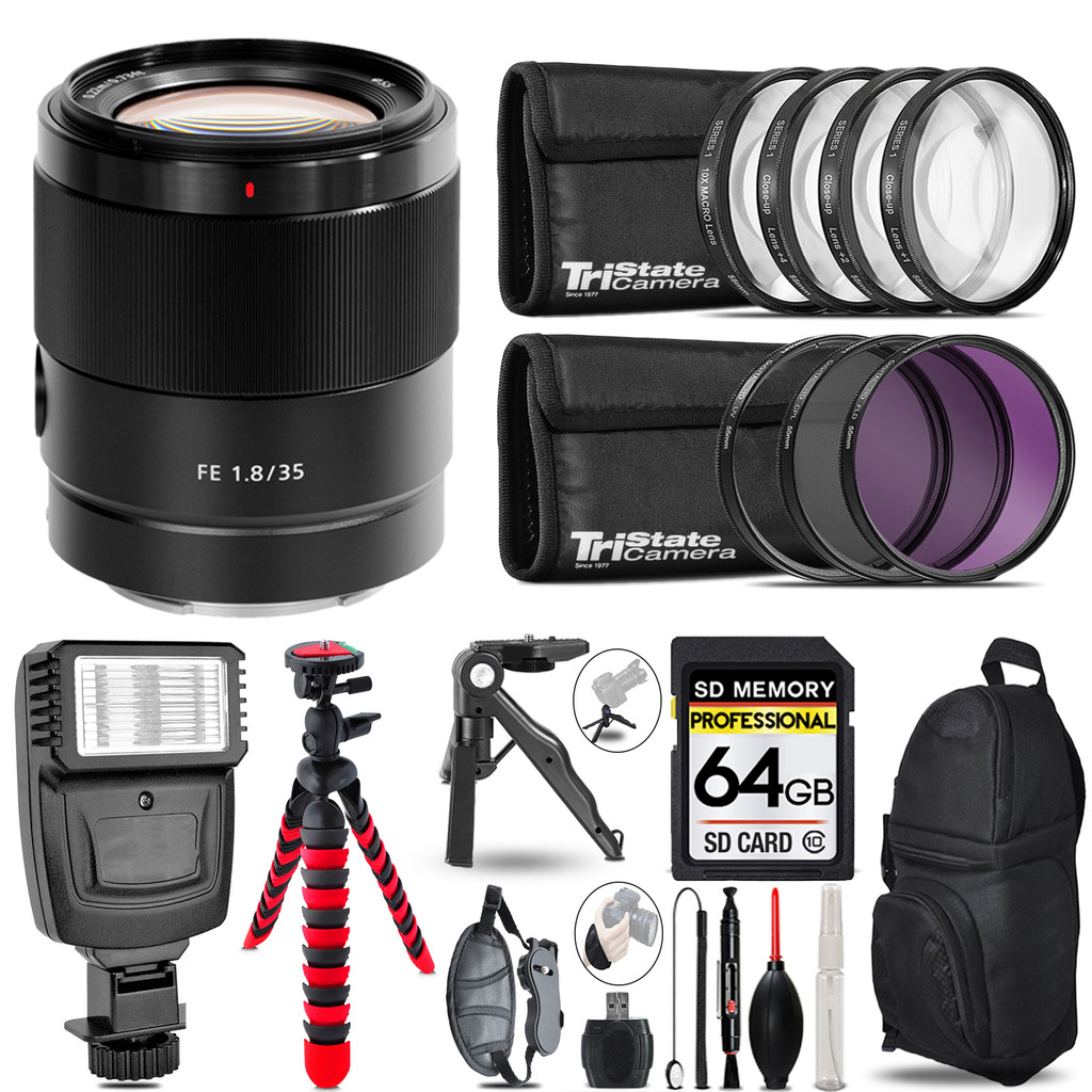 FE 35mm f/1.8 Lens + Flash + MACRO, UV-CPL-FLD - 64GB Kit *FREE SHIPPING*