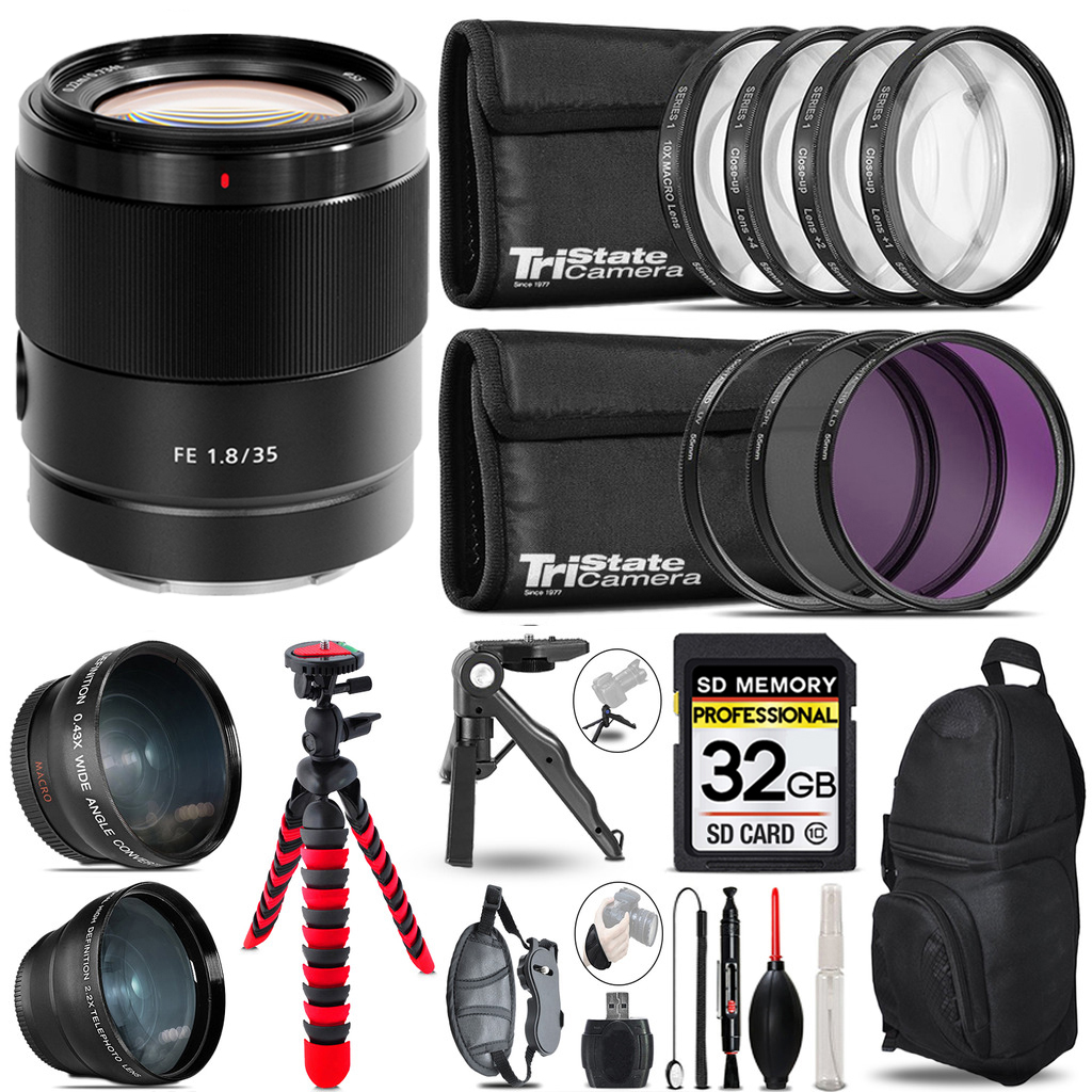 FE 35mm f/1.8 Lens - 3 Lens Kit +Tripod +Backpack - 32GB Kit *FREE SHIPPING*