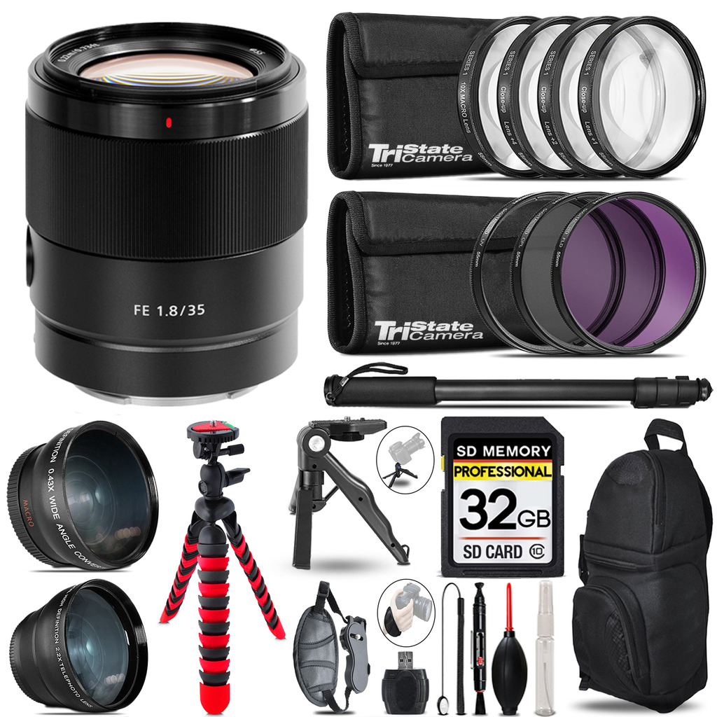 FE 35mm f/1.8 Lens -3 Lens Kit +Tripod +Backpack - 32GB Kit *FREE SHIPPING*