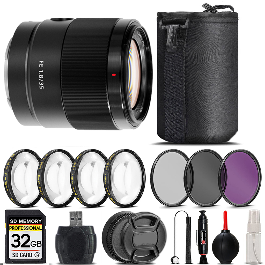 FE 35mm f/1.8 Lens +4PC Macro Kit +UV, CPL, FLD Filter -32GB *FREE SHIPPING*