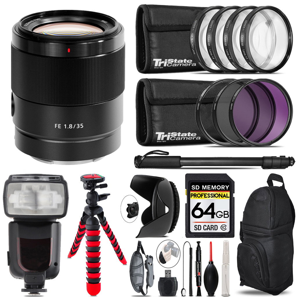 FE 35mm f/1.8 Lens + 7 Piece Filter & More-64GB Accessory Kit *FREE SHIPPING*