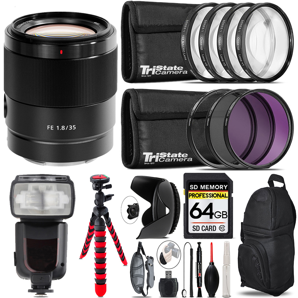 FE 35mm f/1.8 Lens + 7 Piece Filter  & More - 64GB Kit *FREE SHIPPING*