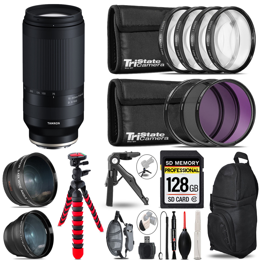 70-300mm f/4.5-6.3 Di III RXD Lens (E) 3 lens+Tripod +Backpack -128GB *FREE SHIPPING*