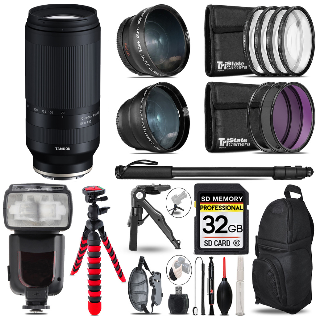 70-300mm f/4.5-6.3 Di III RXD Lens (E) -3 lens+Monopod -32GB Kit *FREE SHIPPING*