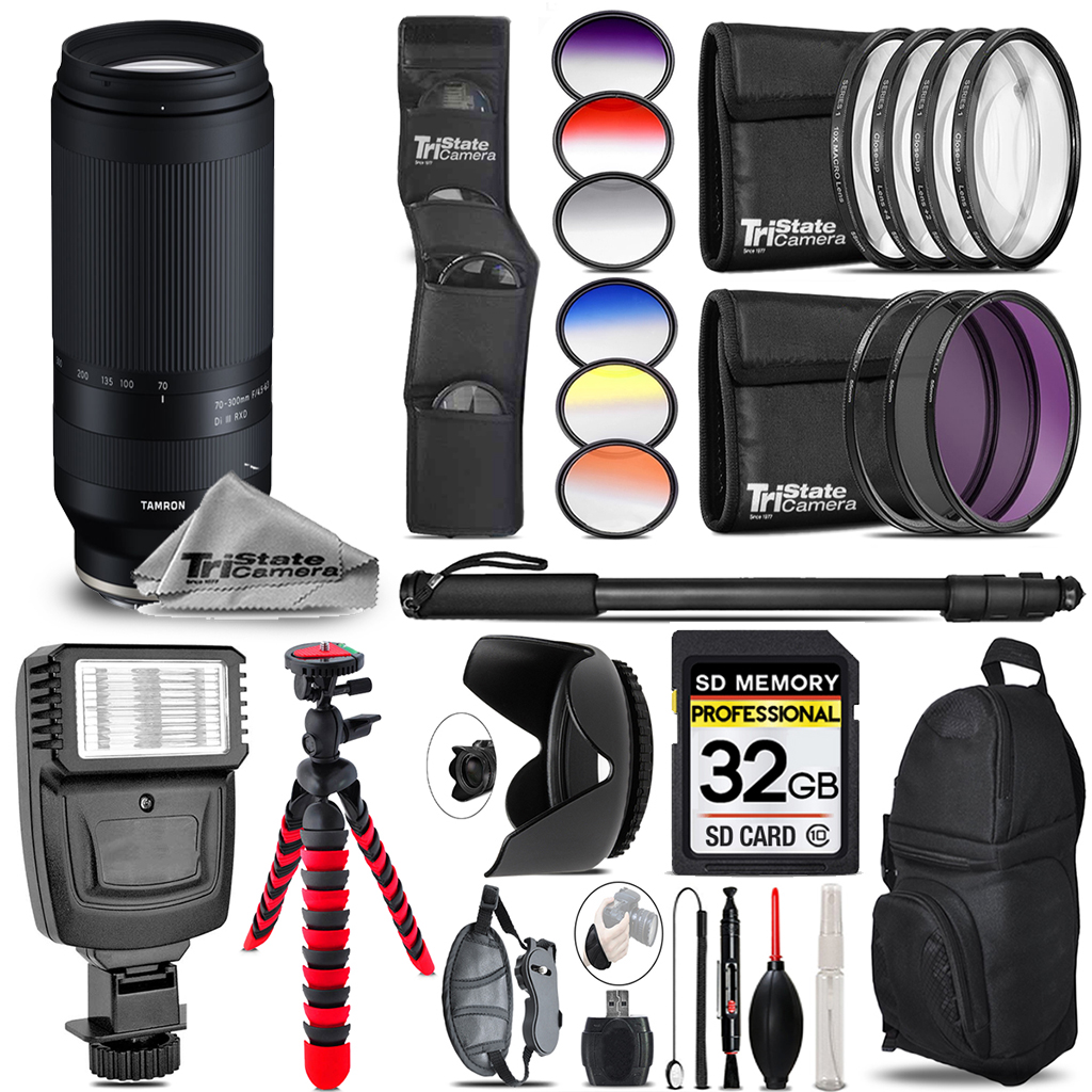 70-300mm f/4.5-6.3 Di III RXD Lens (E) +Flash+Color Filter Set -32GB Kit *FREE SHIPPING*