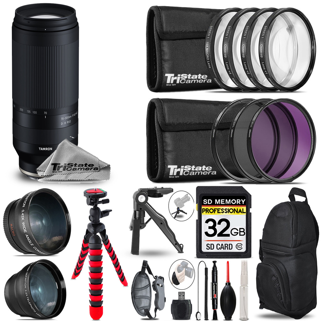70-300mm f/4.5-6.3 Di III RXD Lens (E), 3 lens+Tripod +Backpack - 32GB *FREE SHIPPING*