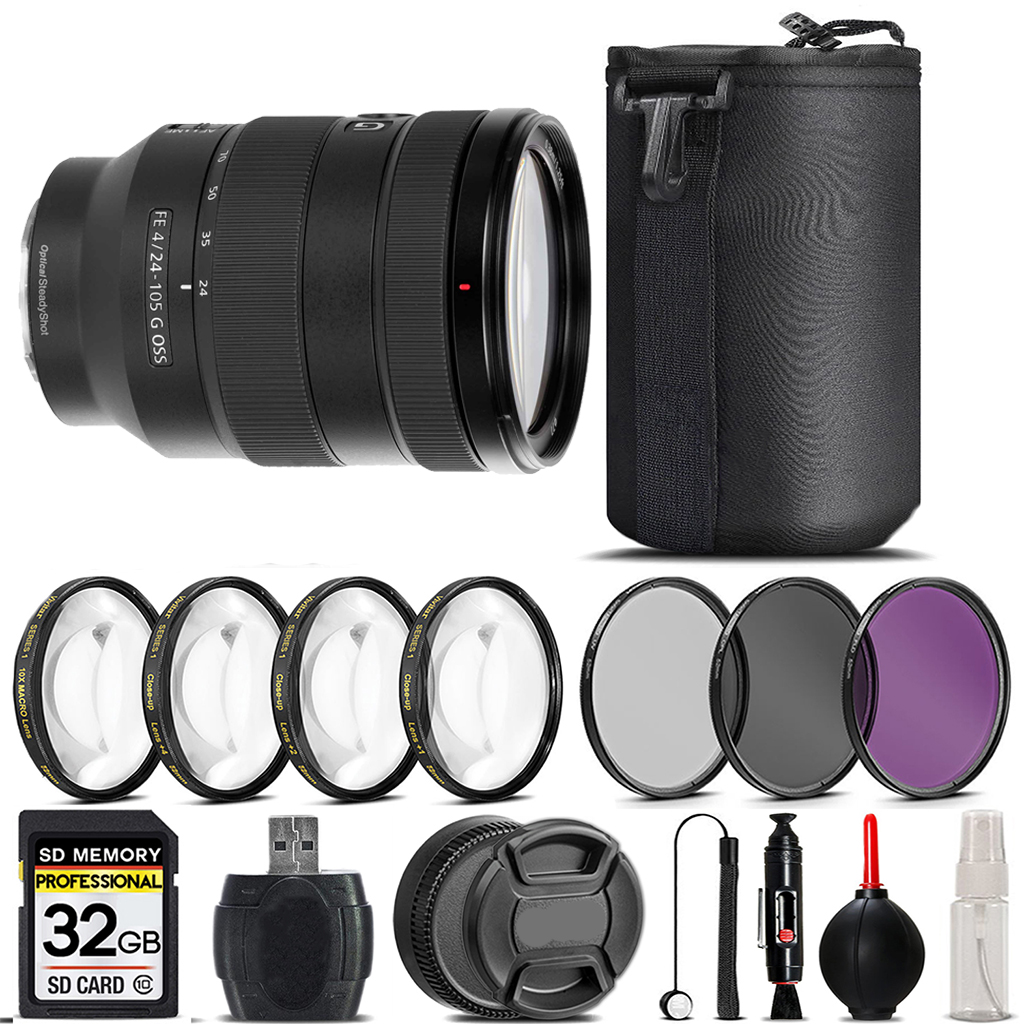 FE 24-105mm f/4 G OSS Lens+4PC Macro Kit +UV, CPL, FLD Filter -32GB *FREE SHIPPING*