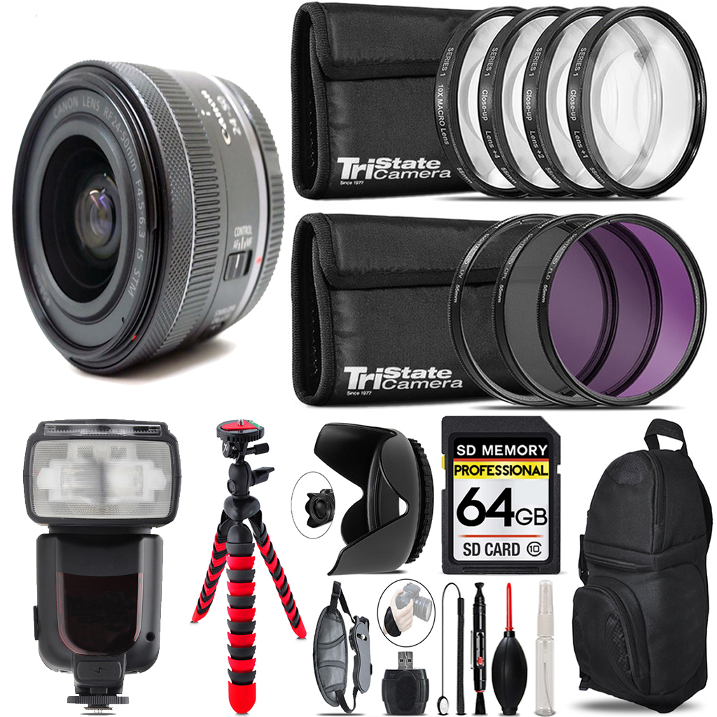 RF 24-50 f4.5-6.3 IS STM Lens + Canon Speedlight & More - 64GB Kit *FREE SHIPPING*