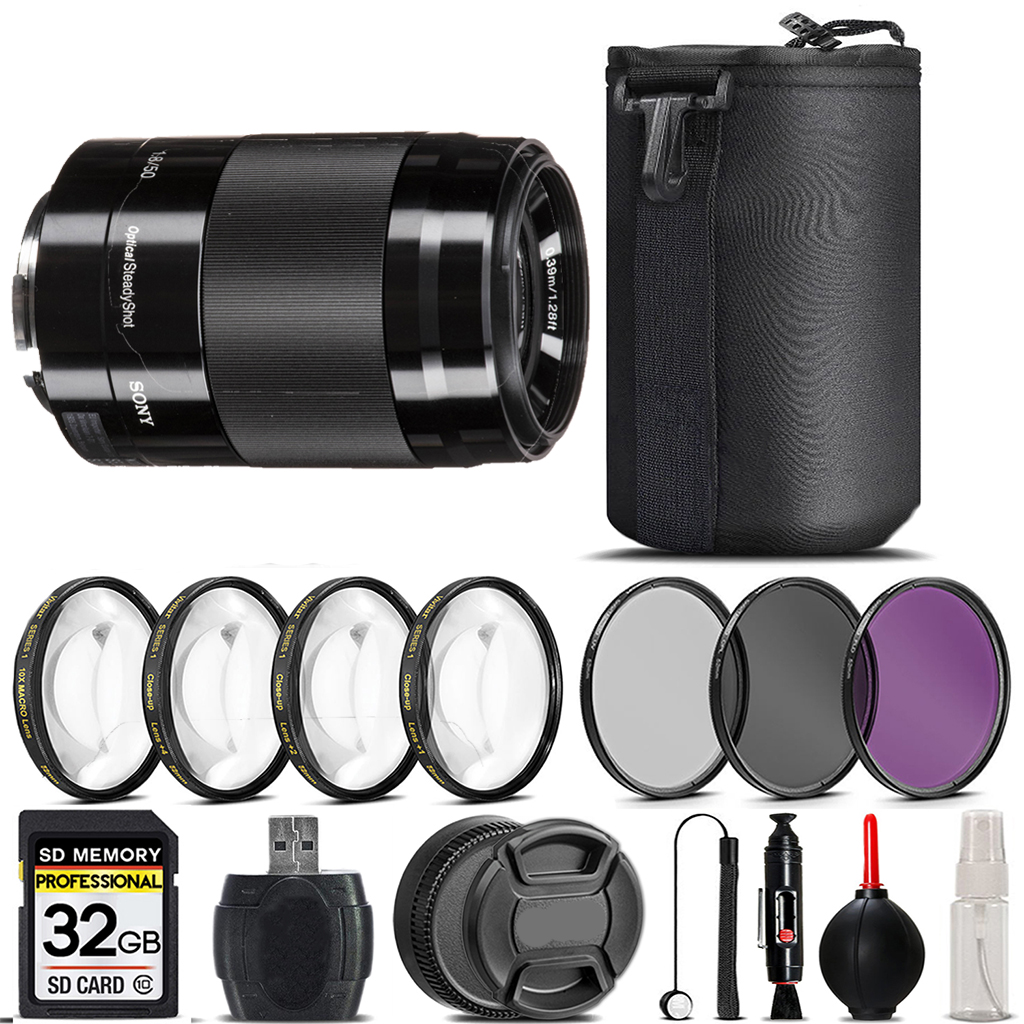E 50mm f/1.8 OSS Lens (Black) +4PC Macro Kit +UV, CPL, FLD Filter -32GB *FREE SHIPPING*