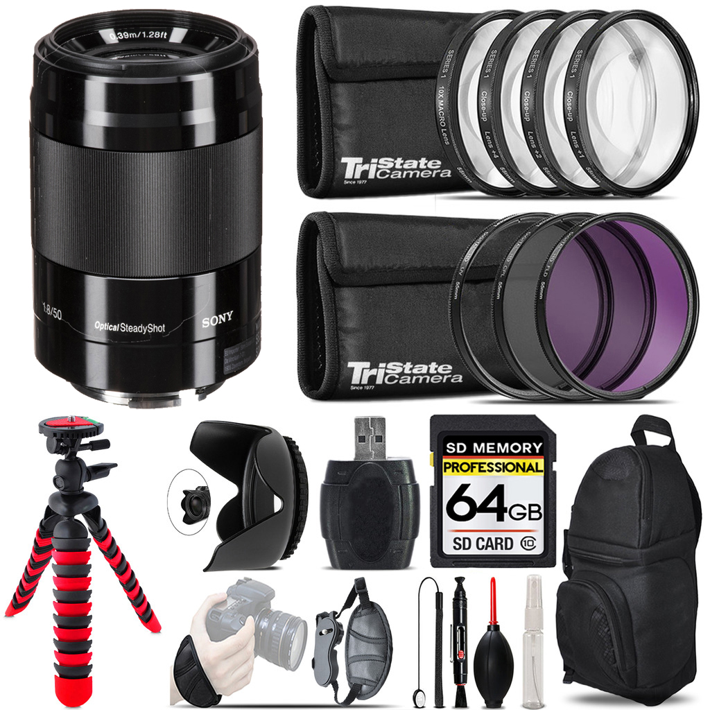 E 50mm f/1.8 OSS Lens (Black) + Macro Filter Kit & More - 64GB Kit Kit *FREE SHIPPING*