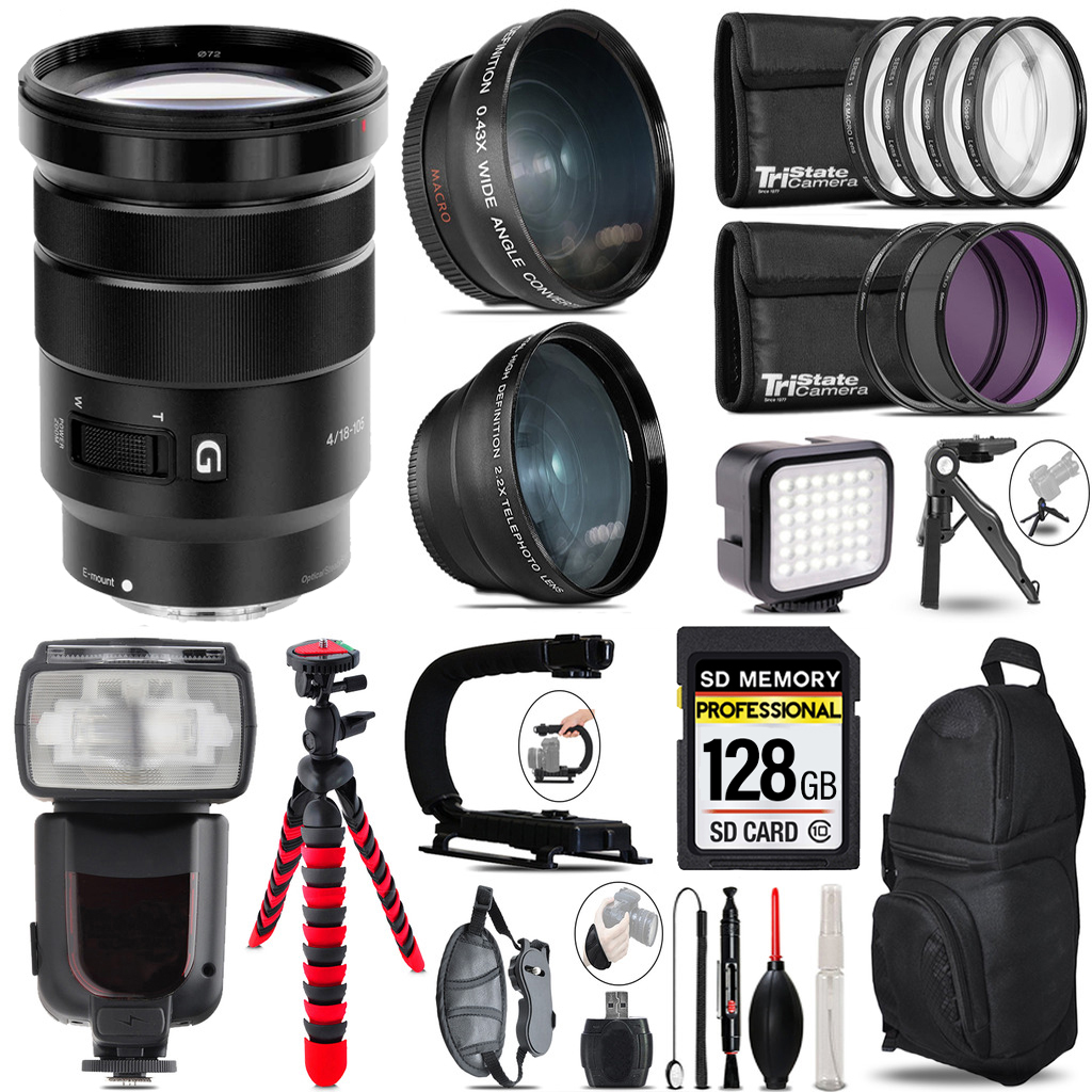 E PZ 18-105mm f/4 G OSS Lens + LED Light + Tripod -128GB Kit *FREE SHIPPING*