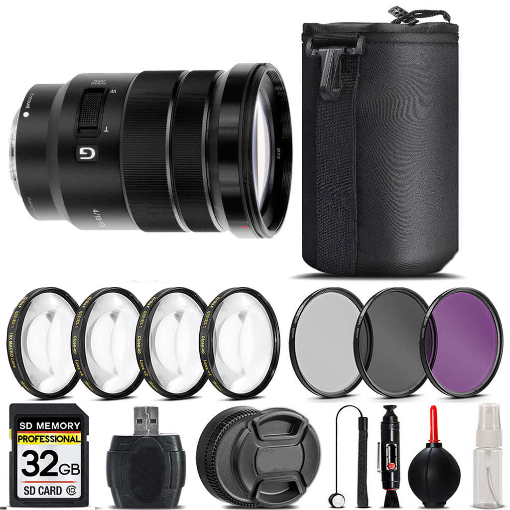 E PZ 18-105mm f/4 G OSS Lens +4PC Macro Kit +UV, CPL, FLD Filter -32GB *FREE SHIPPING*