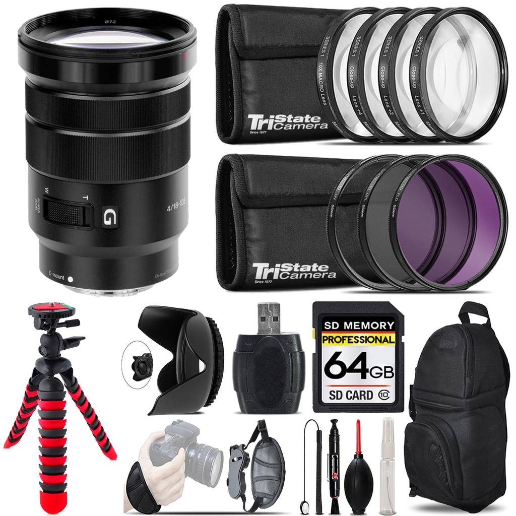 E PZ 18-105mm f/4 G OSS Lens + Macro Filter Kit & More - 64GB Kit Kit *FREE SHIPPING*