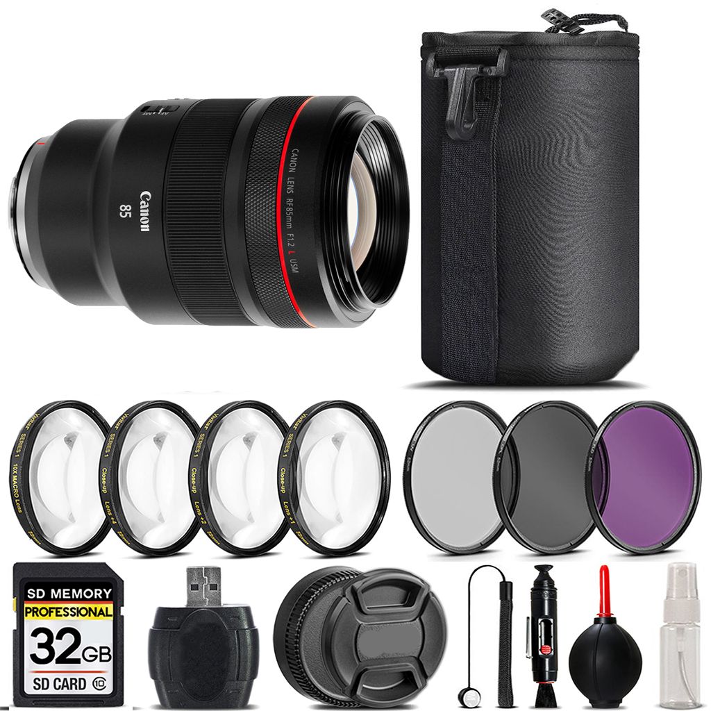 RF 85mm f/1.2L USM Lens + 4PC Macro Kit + UV, CPL, FLD Filter - 32GB *FREE SHIPPING*