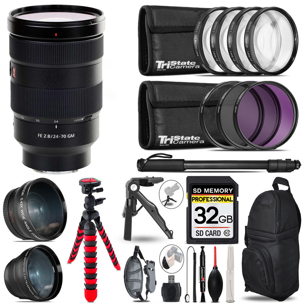 FE 24-70mm f/2.8 GM Lens -3 Lens Kit +Tripod +Backpack - 32GB Kit *FREE SHIPPING*