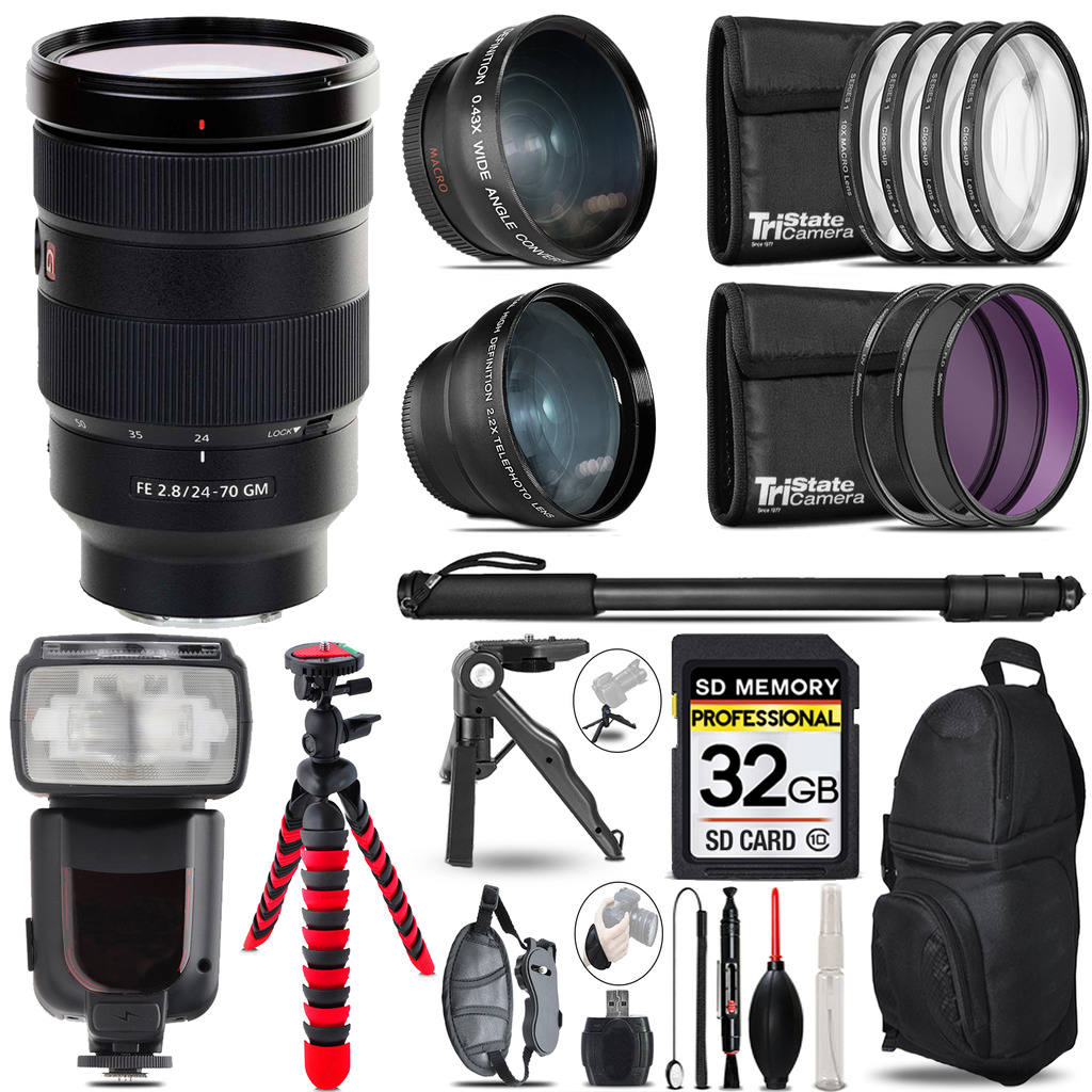 FE 24-70mm f/2.8 GM Lens - 3 Lens Kit + Monopod - 32GB Kit Bundle *FREE SHIPPING*