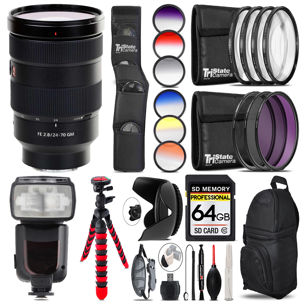 FE 24-70mm f/2.8 GM Lens +13 Piece Filter & More-64GB Accessory Kit *FREE SHIPPING*