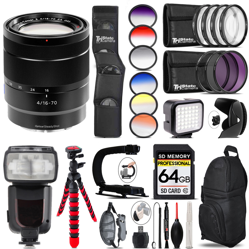 Vario-Tessar T* E 16-70mm f/4 Lens + LED Light -64GB Kit Bundle *FREE SHIPPING*
