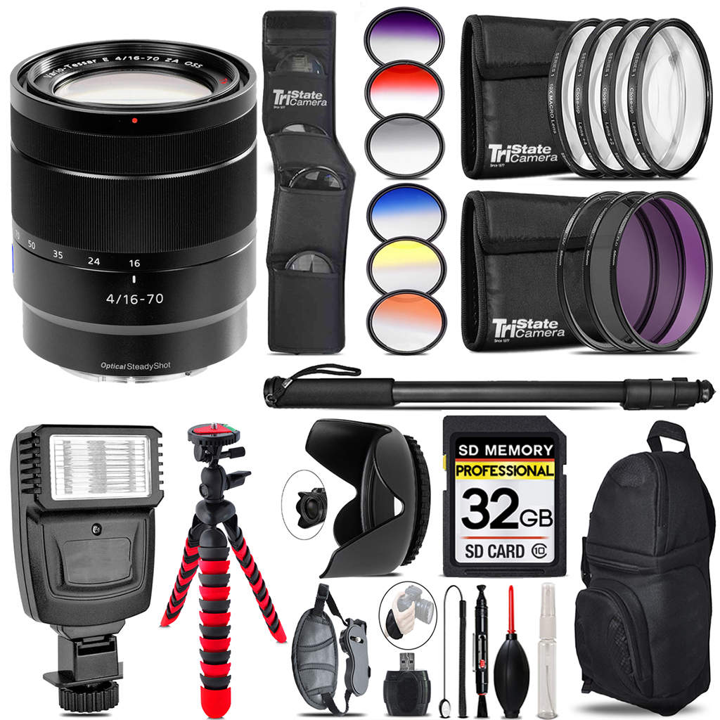 Vario-Tessar T* E 16-70mm f/4 Lens + Flash + Color Filter Set -32GB Kit Kit *FREE SHIPPING*