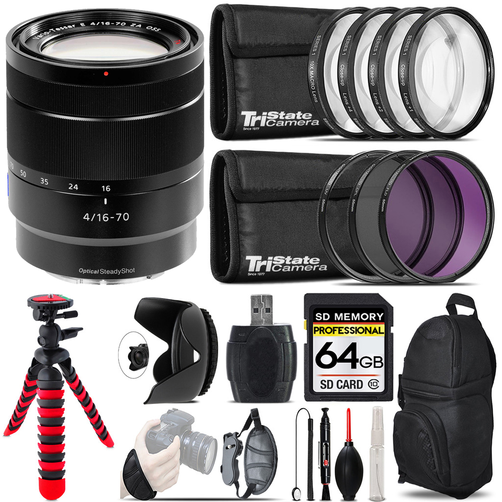Vario-Tessar T* E 16-70mm f/4 Lens + Macro Filter Kit & More - 64GB Kit Kit *FREE SHIPPING*