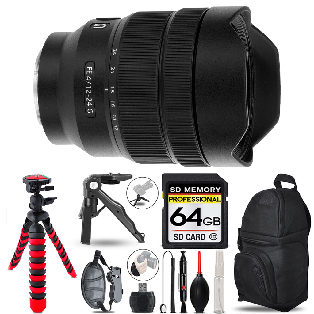FE 12-24mm f/4 G Lens + Tripod + Backpack - 64GB Accessory Bundle *FREE SHIPPING*