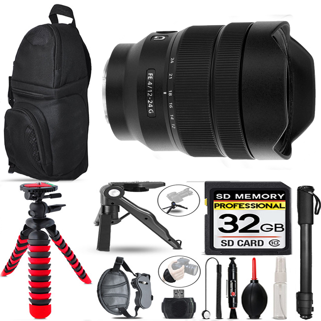 FE 12-24mm f/4 G Lens + Tripod + Backpack - 32GB Special Bundle *FREE SHIPPING*