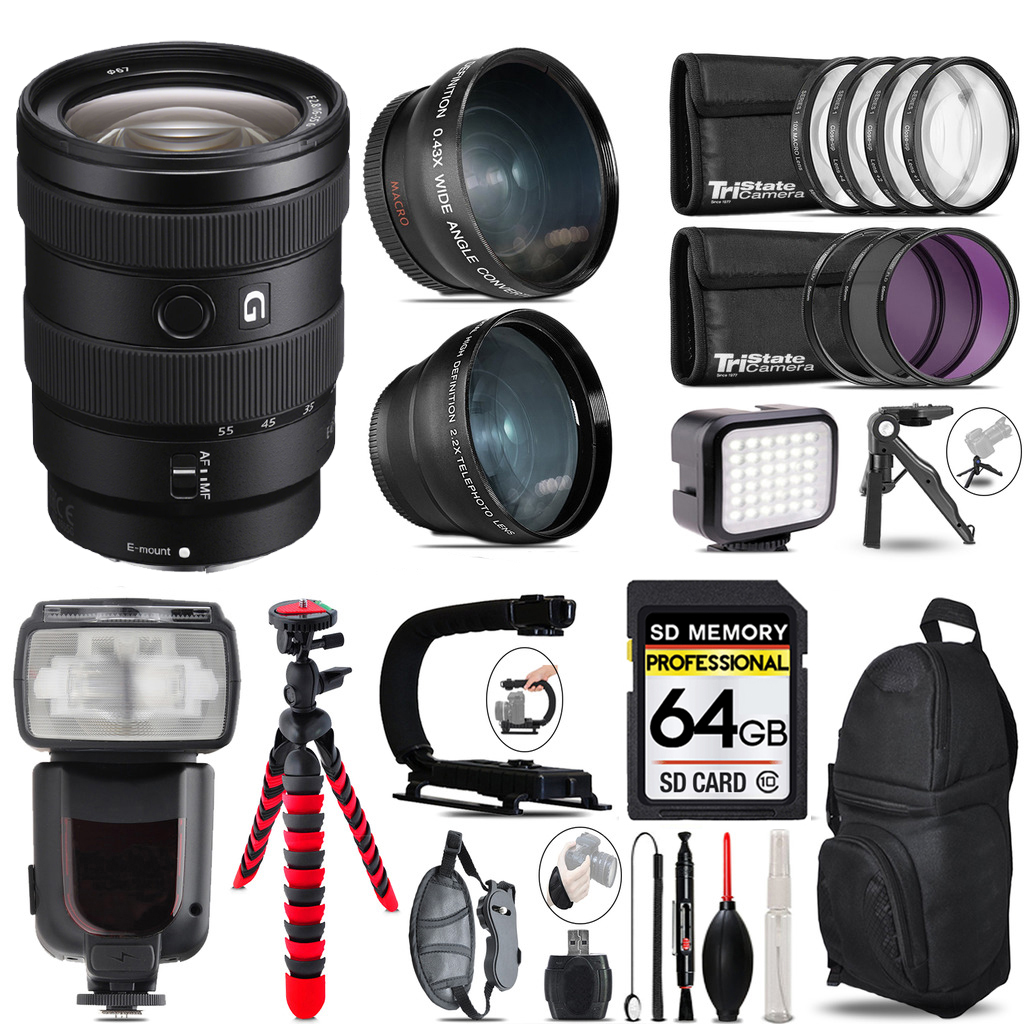 E 16-55mm f/2.8 G Lens + LED Light +Tripod -64GB Kit *FREE SHIPPING*