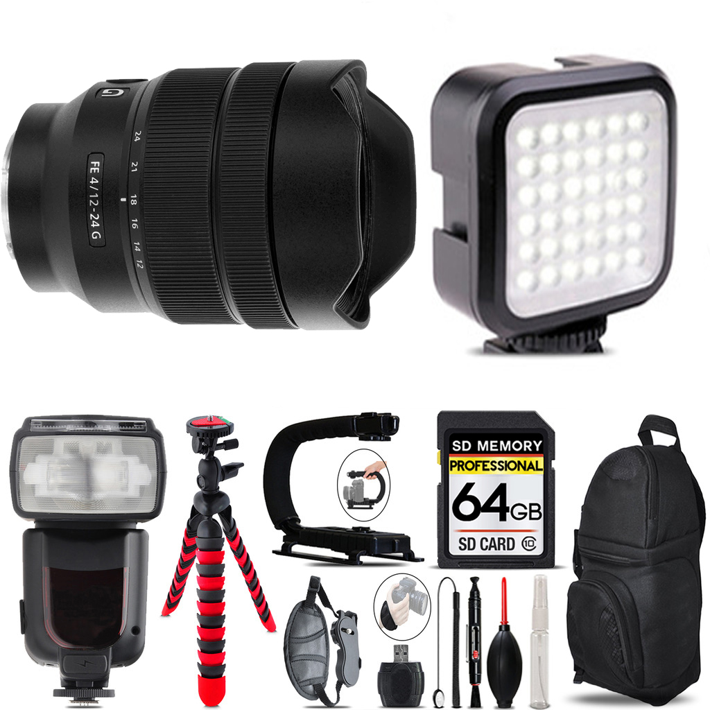 FE 12-24mm f/4 G Lens +LED Light - 64GB Accessory Bundle *FREE SHIPPING*