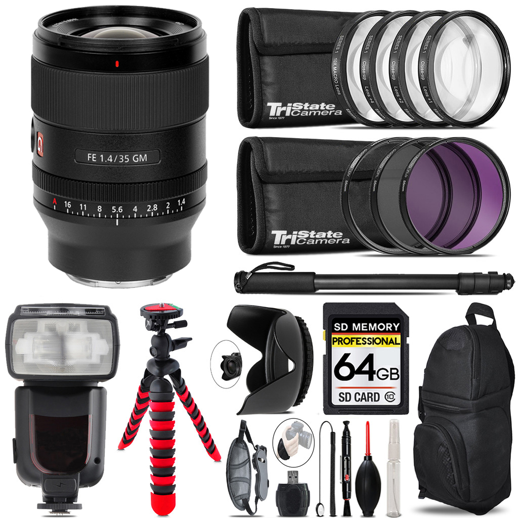 FE 35mm f/1.4 GM Lens + 7 Piece Filter & More-64GB Accessory Kit *FREE SHIPPING*