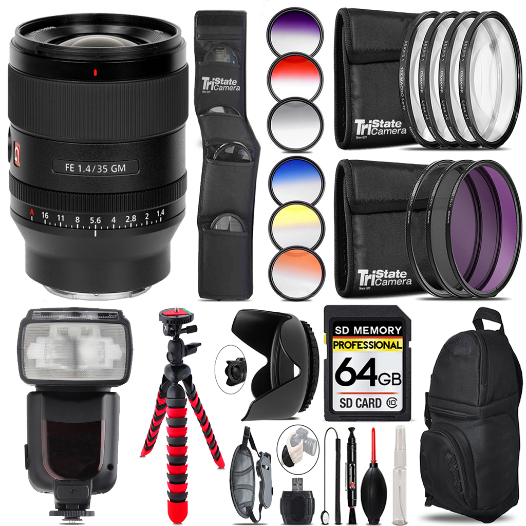 FE 35mm f/1.4 GM Lens +13 Piece Filter & More-64GB Accessory Kit *FREE SHIPPING*