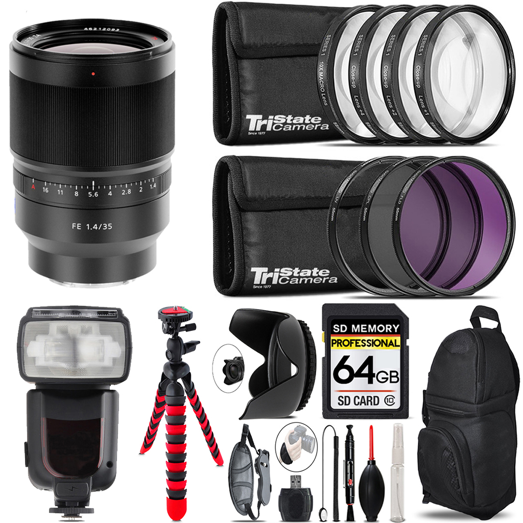 Distagon T* FE 35mm f/1.4 ZA Lens  + 7 Piece Filter  & More - 64GB Kit *FREE SHIPPING*