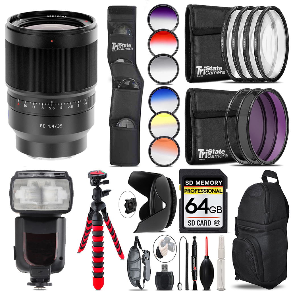 Distagon T* FE 35mm f/1.4 ZA Lens  +Filter & More-64GB Accessory Kit *FREE SHIPPING*