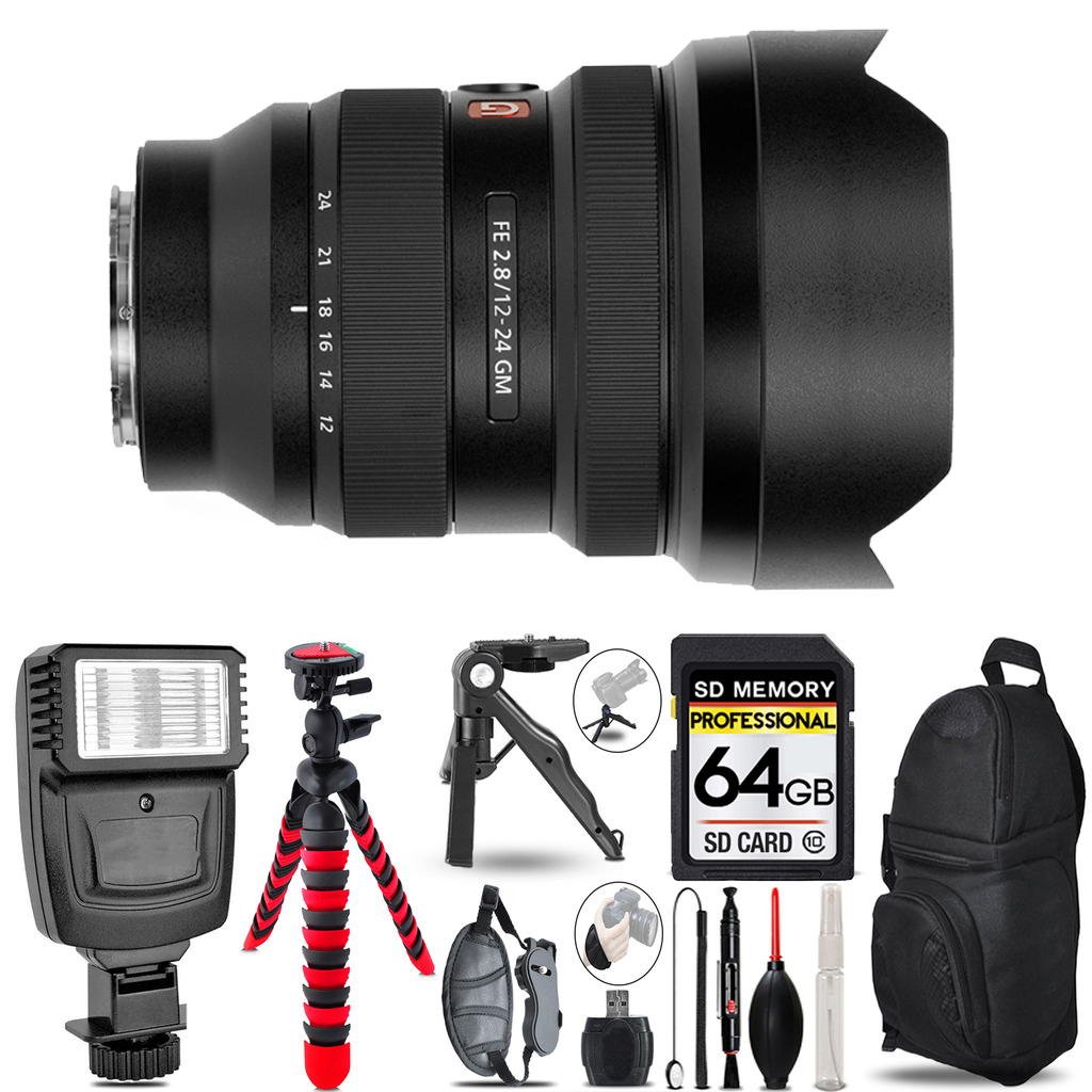 FE 12-24mm f/2.8 GM Lens + Slave Flash + Tripod - 64GB Accessory Bundle *FREE SHIPPING*