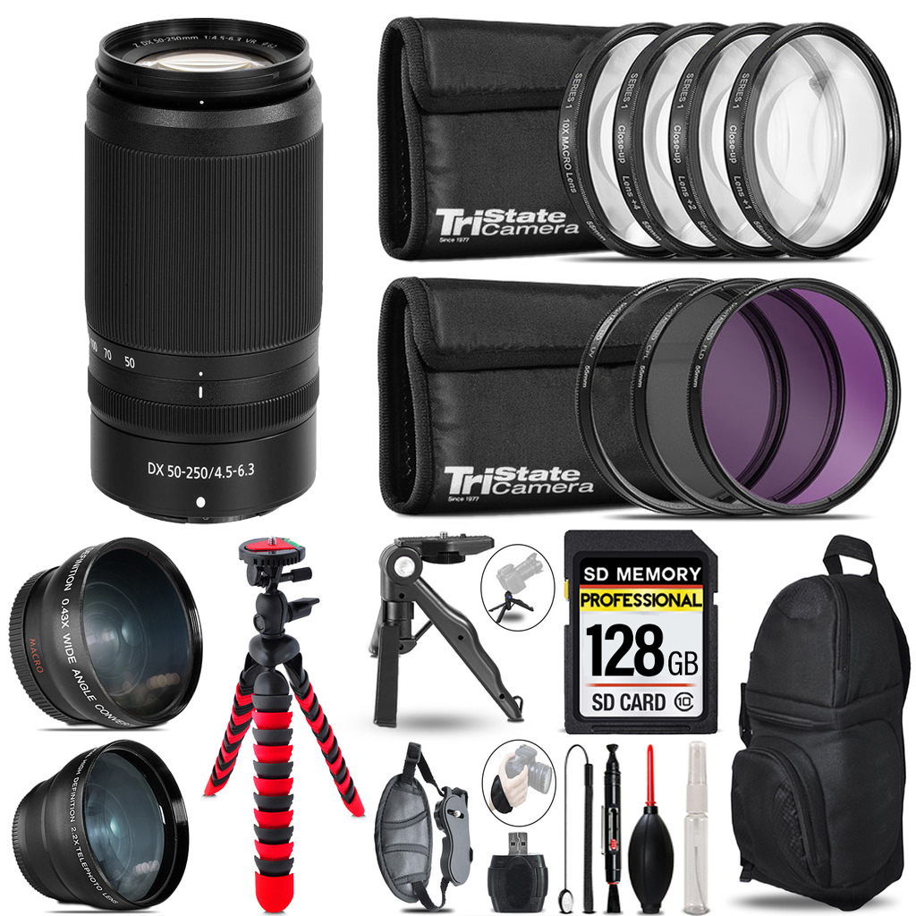 NIKKOR Z DX 50-250mm f/4.5-6.3 VR Lens+ Lenses+Tripod +Backpack -128GB *FREE SHIPPING*