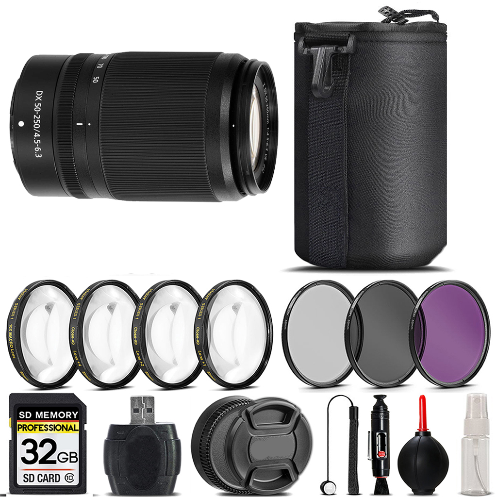 NIKKOR Z DX 50-250mm f/4.5-6.3 VR Lens+4PC Macro Kit+3 Filter-32GB *FREE SHIPPING*