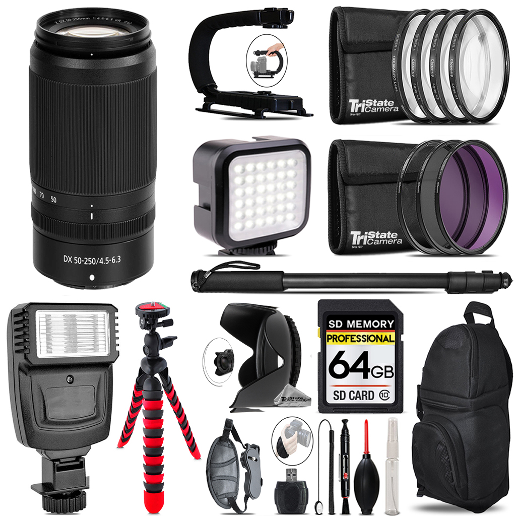 NIKKOR Z DX 50-250mm f/4.5-6.3 VR Lens -Video Kit +Flash,64GB Bundle *FREE SHIPPING*