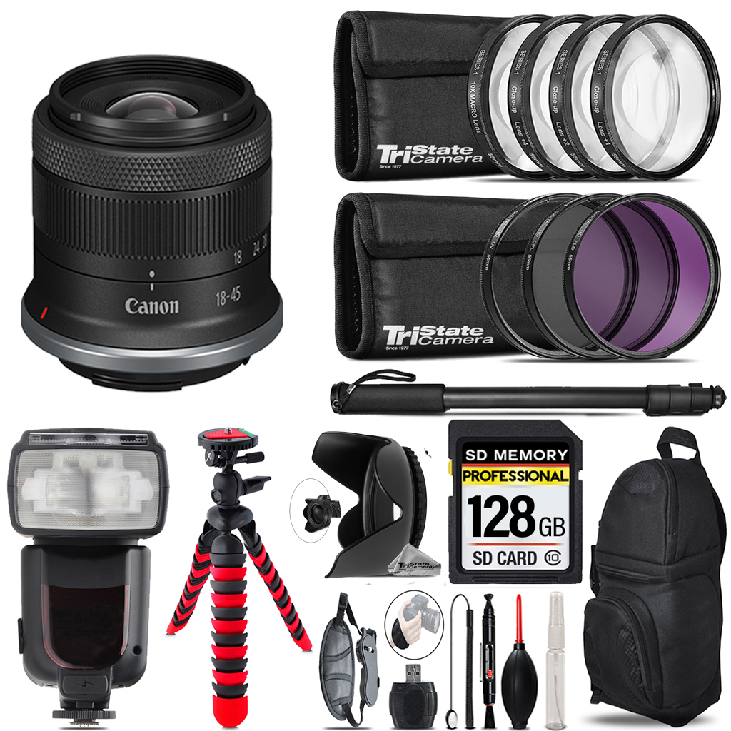 RF-S 18-45mm f/4.5-6.3 IS STM Lens+7 Piece Filter & More-128GB Kit *FREE SHIPPING*