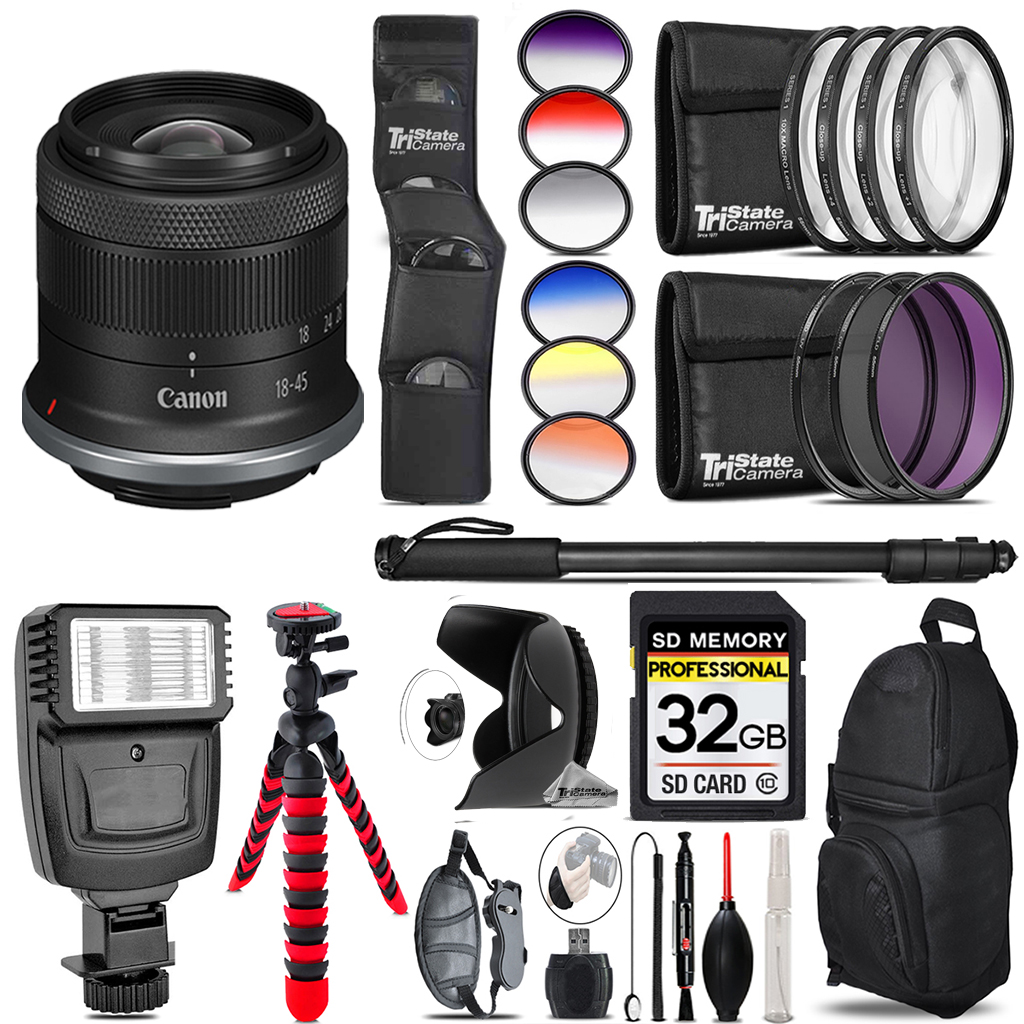 RF-S 18-45mm f/4.5-6.3 IS STM Lens+Flash+Color Filter Set-32GB Kit *FREE SHIPPING*