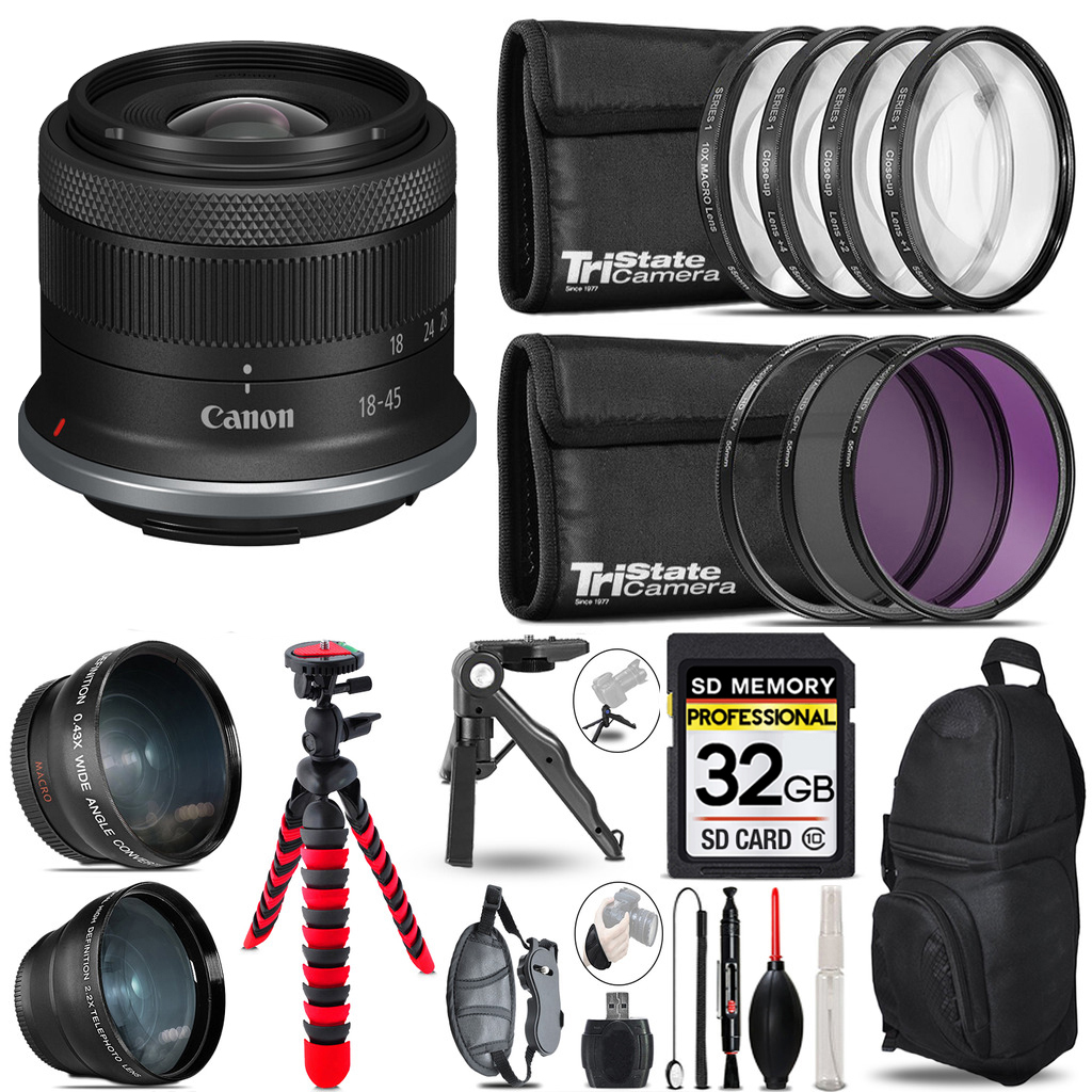 RF-S 18-45mm f/4.5-6.3 IS STM Lens- 3 Lens+Tripod+Backpack- 32GB *FREE SHIPPING*