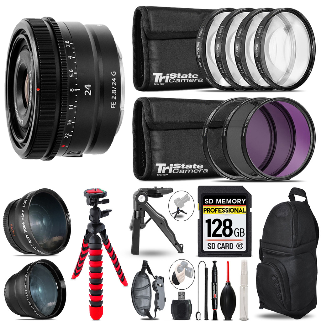 FE 24mm f/2.8 G Lens + Lenses+Tripod +Backpack -128GB *FREE SHIPPING*