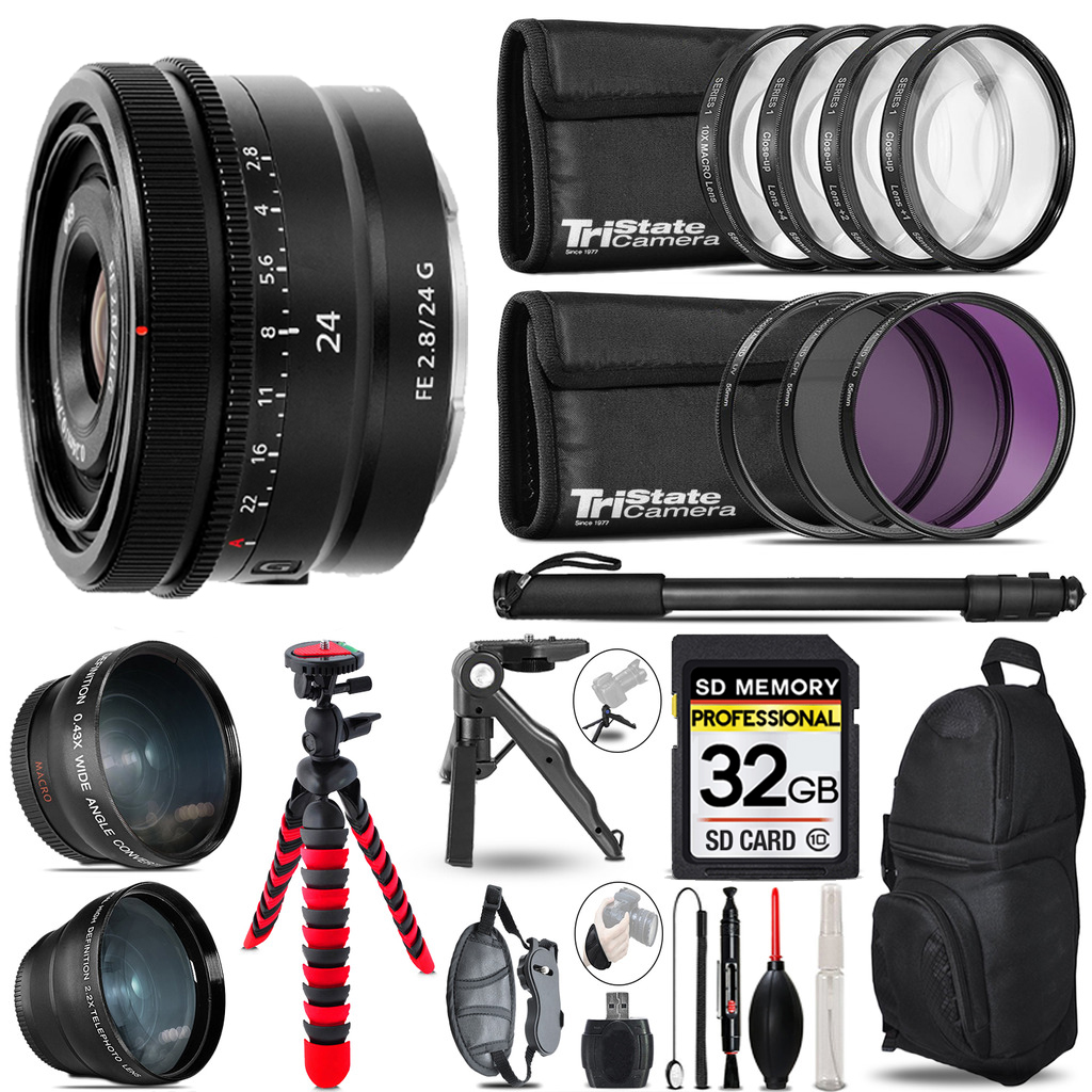 FE 24mm f/2.8 G Lens -3 Lenses+Tripod +Backpack -32GB *FREE SHIPPING*