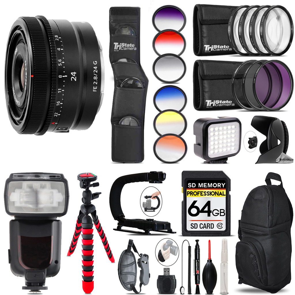 FE 24mm f/2.8 G Lens + LED Light -64GB Kit Bundle *FREE SHIPPING*