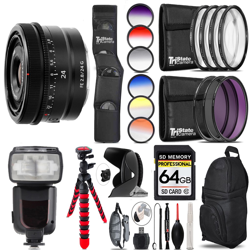 FE 24mm f/2.8 G Lens +13 Piece Filter&More-64GB Kit *FREE SHIPPING*