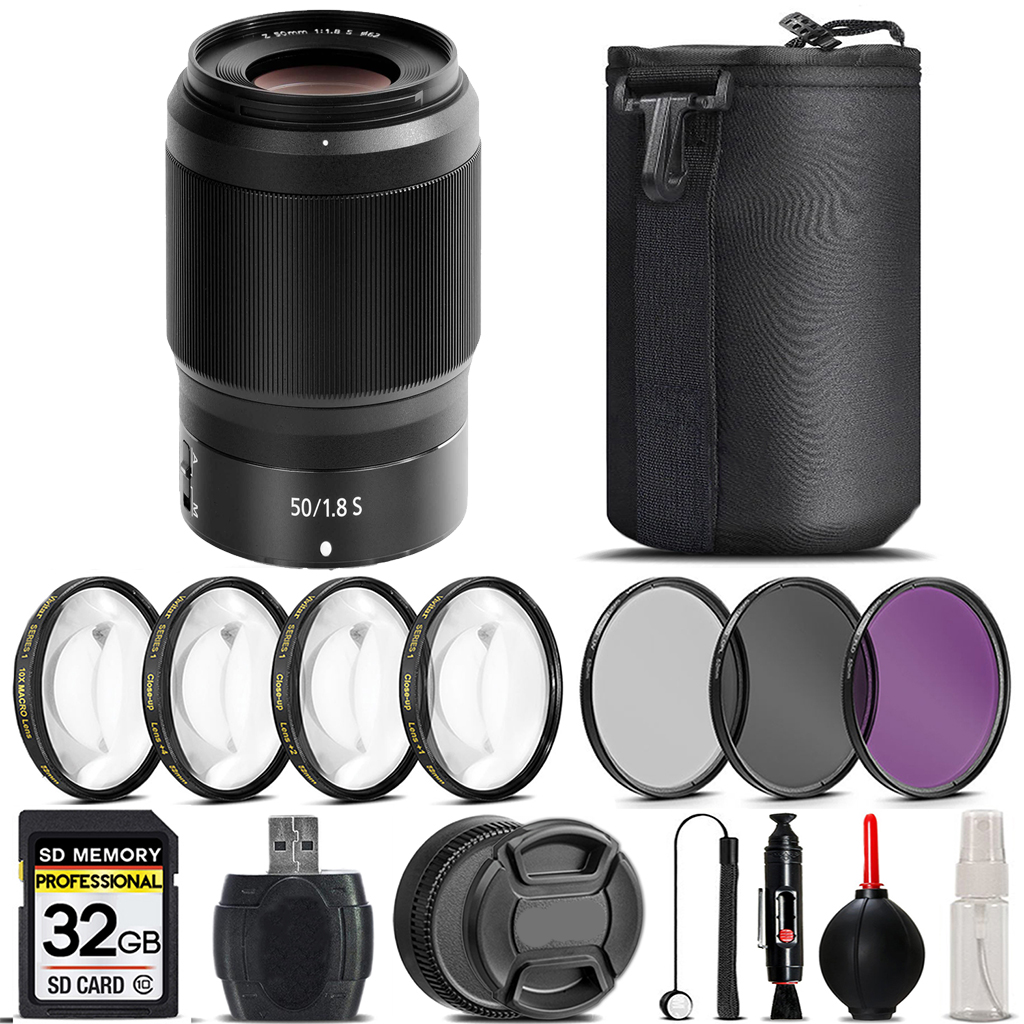 NIKKOR Z 50mm f/1.8 S Lens+4PC Macro Kit+3 Filter-32GB *FREE SHIPPING*