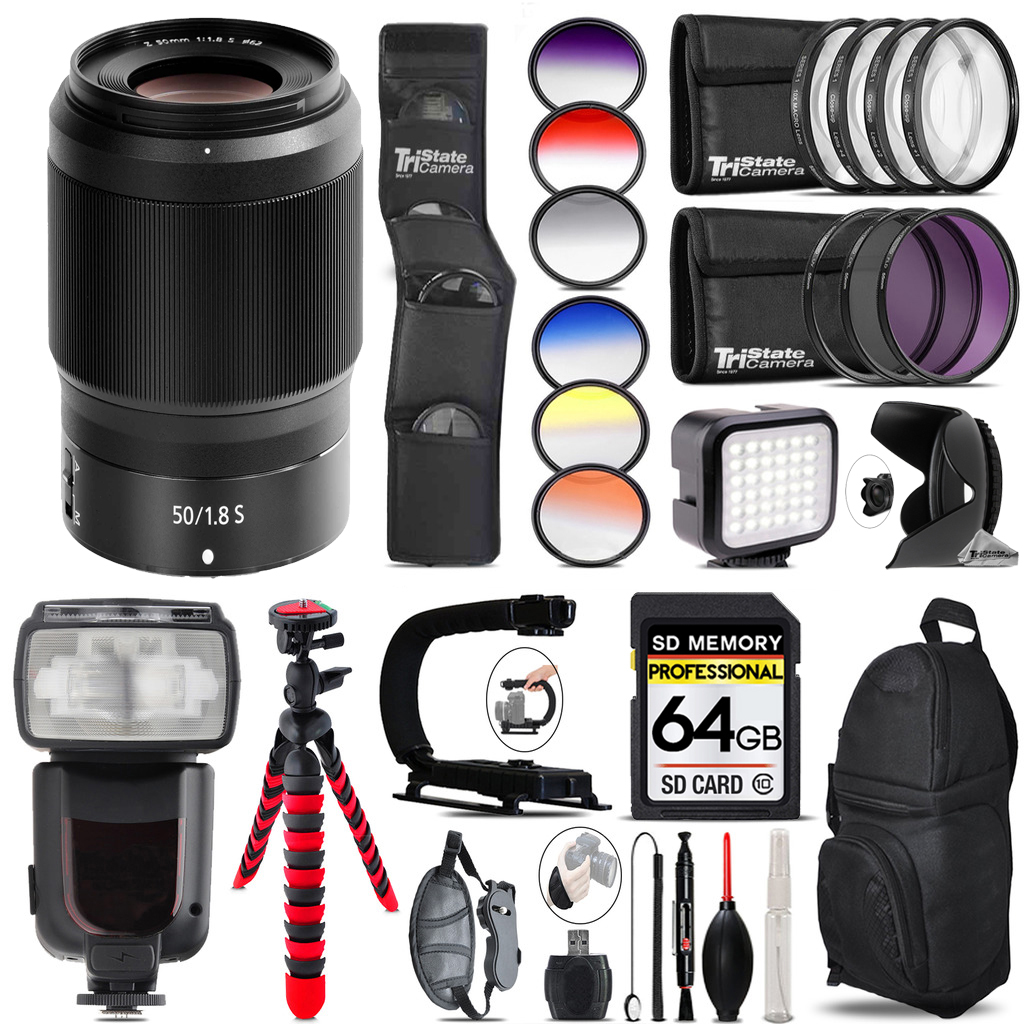 NIKKOR Z 50mm f/1.8 S Lens+ LED Light -64GB Kit Bundle *FREE SHIPPING*