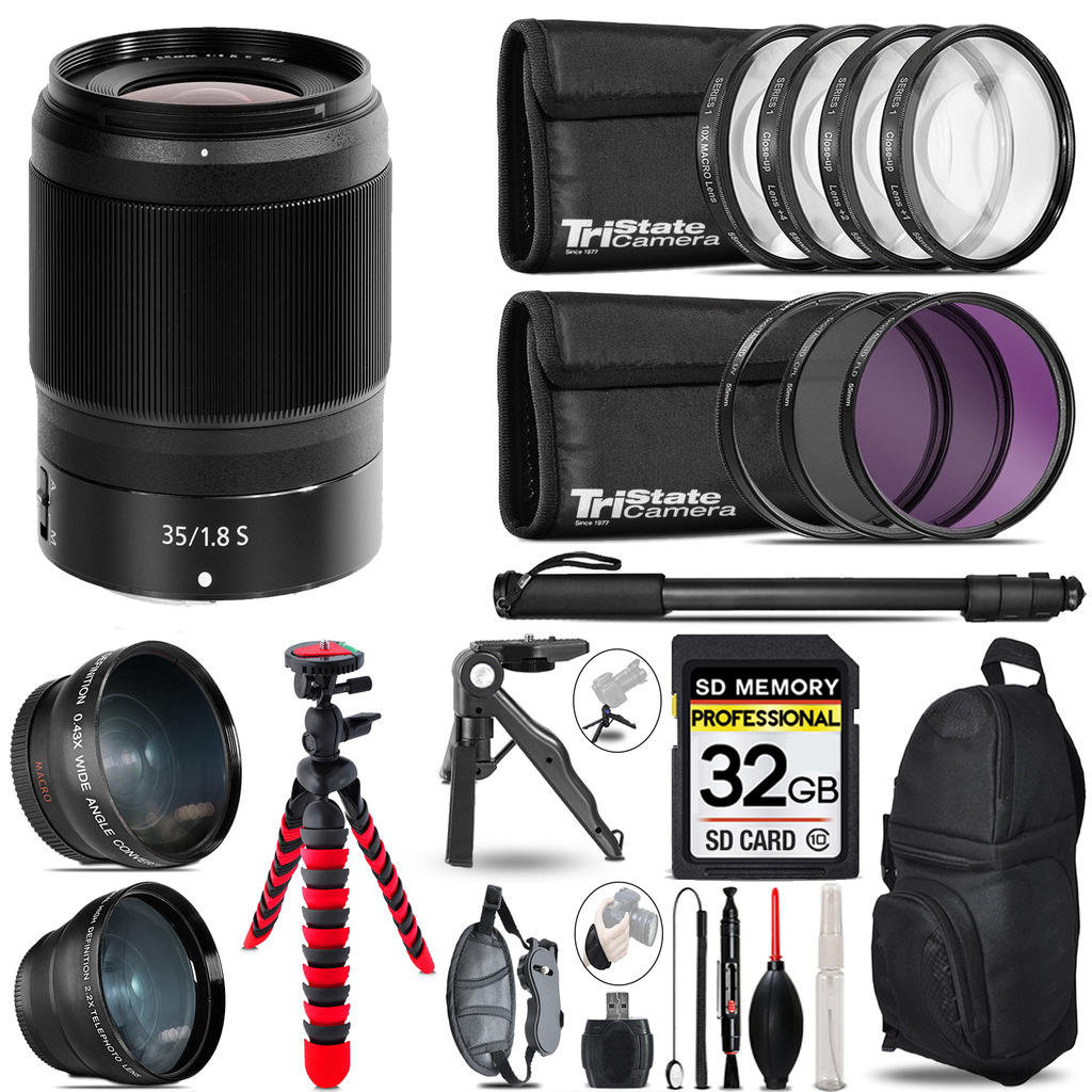 NIKKOR Z 35mm f/1.8 S Lens-3 Lenses+Tripod +Backpack -32GB *FREE SHIPPING*