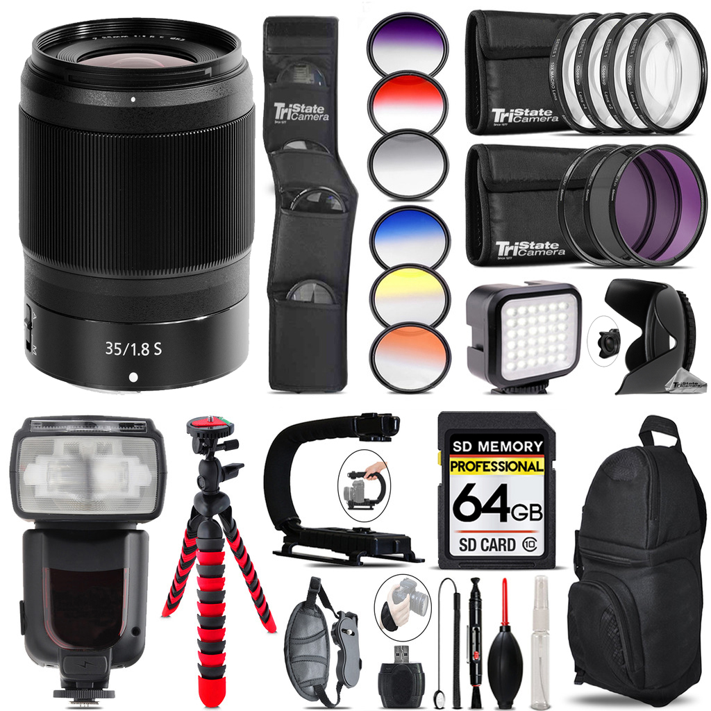 NIKKOR Z 35mm f/1.8 S Lens+ LED Light -64GB Kit Bundle *FREE SHIPPING*