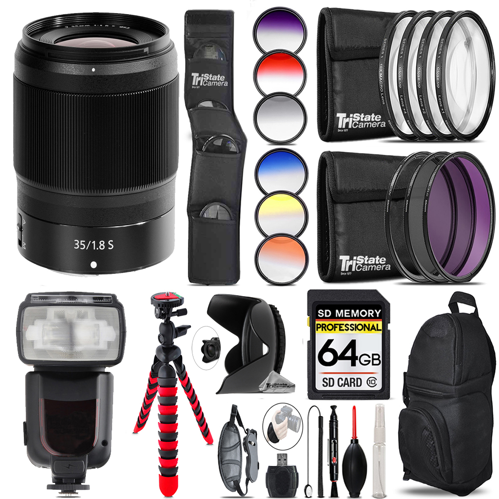 NIKKOR Z 35mm f/1.8 S Lens+13 Piece Filter&More-64GB Kit *FREE SHIPPING*